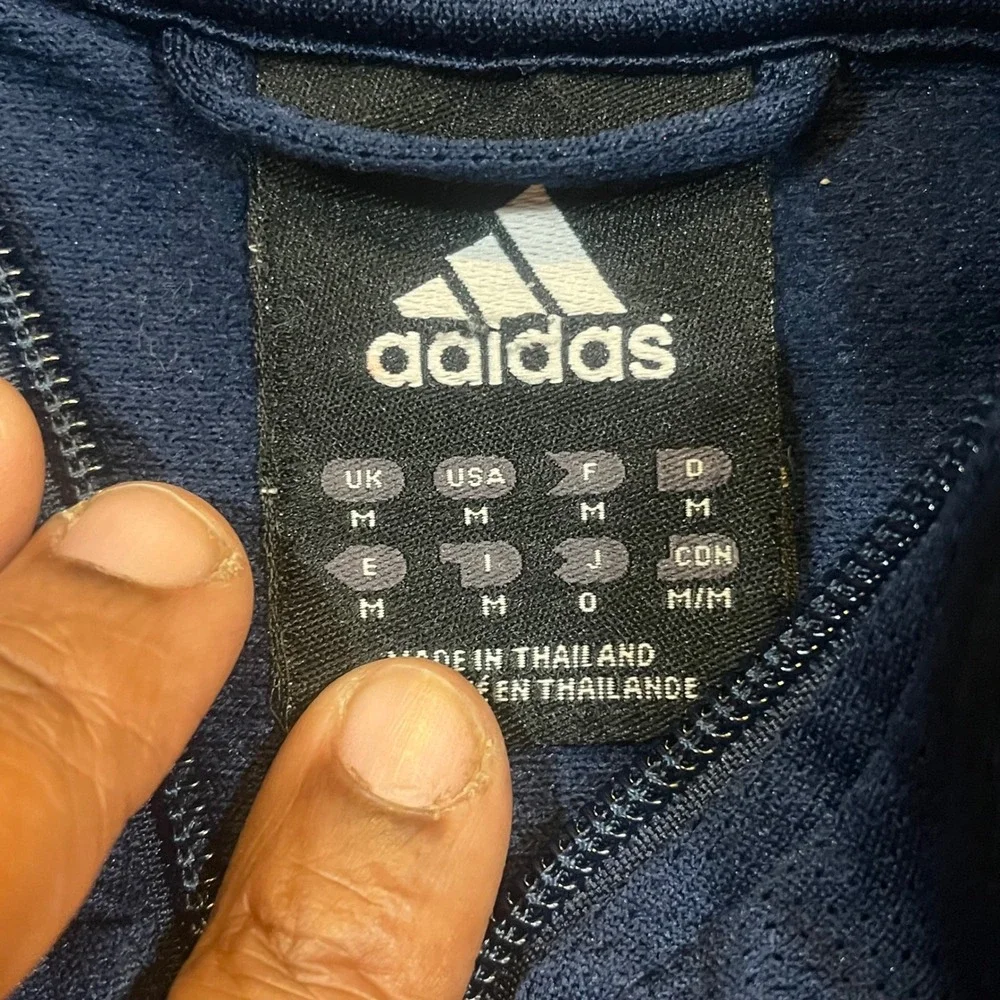 Adidas Mens Navy‎ Blue 3 Stripe Full Zip Track Jacket Mock Neck Size Medium